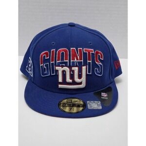 New York Giants Hat Adult 7 5/8 Fitted Blue Embroided New Era 59Fifty NFL